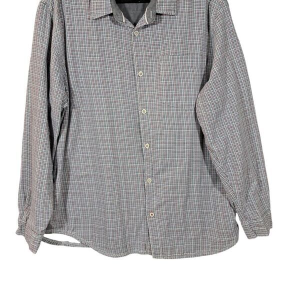 Carbon 2 Cobalt Mens Button Up Shirt Long Sleeve Lined Gauze Collared Plaid XL - Picture 4 of 13